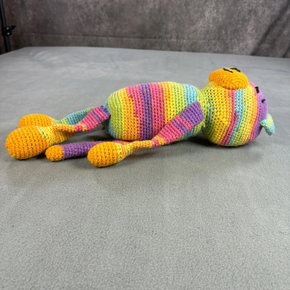 Handmade Crochet Rainbow Striped Monkey‎ Plush Amigurumi 16 inch Toy